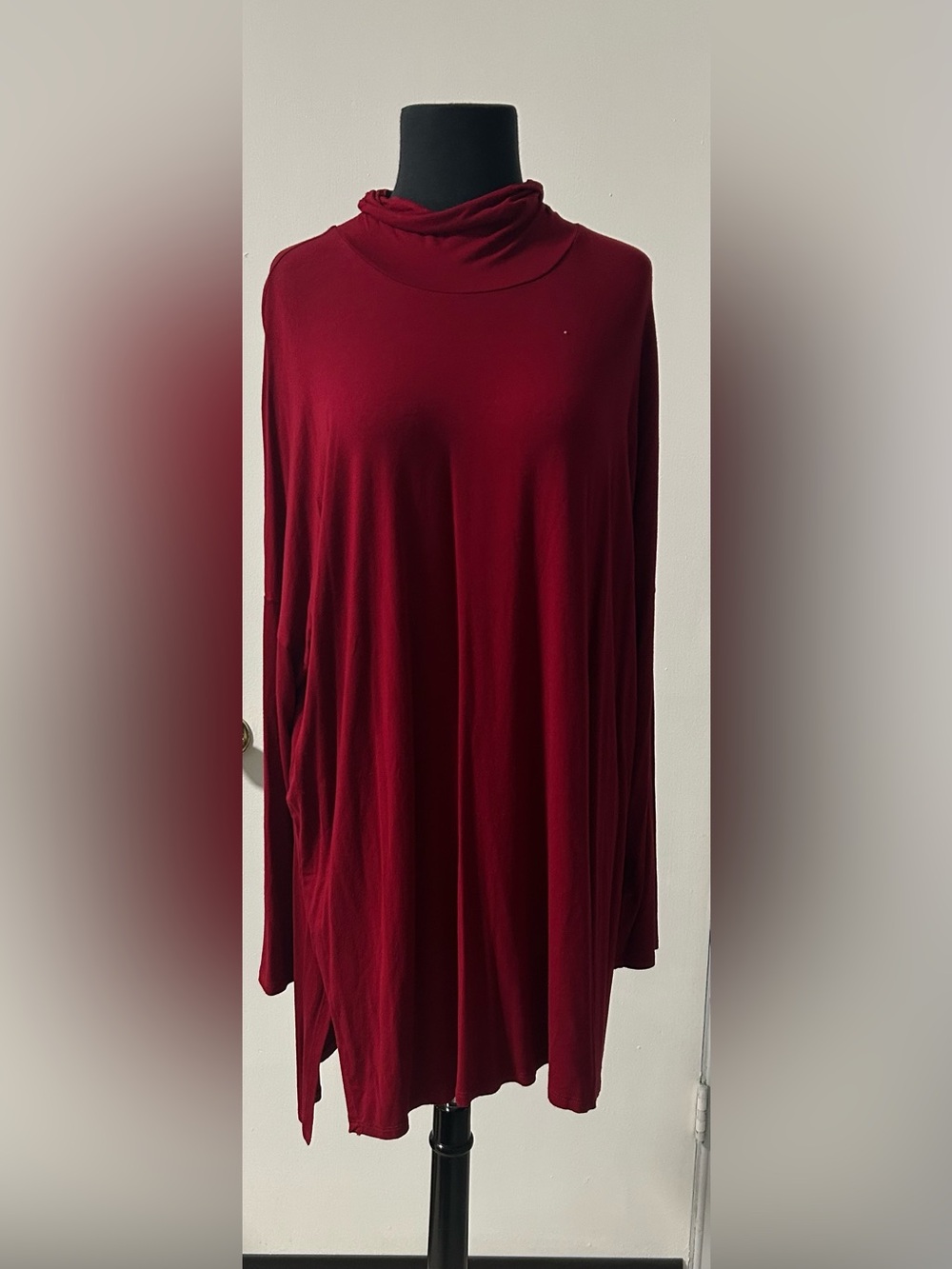 Eileen Fisher Wine Red Long Sleeve Tunic Dress